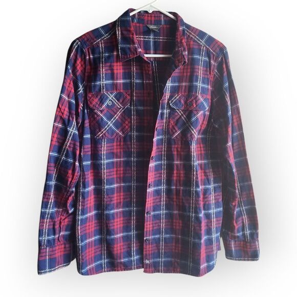 Eddie Bauer Womens‎ Flannel Red And Blue Size Large - Picture 1 of 8